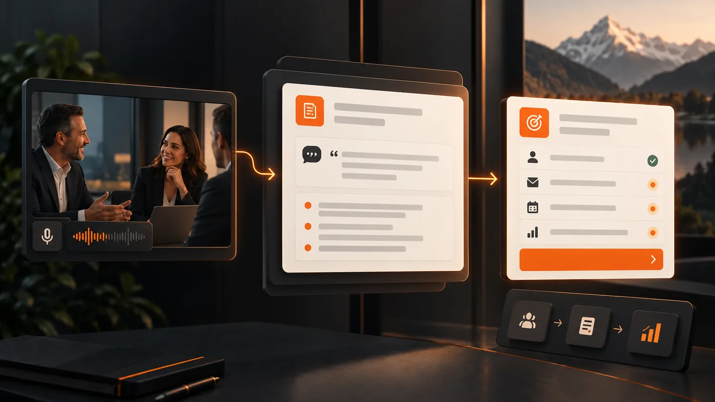 Rendez-vous commercial transformé en compte rendu structuré, prochaines actions et suivi